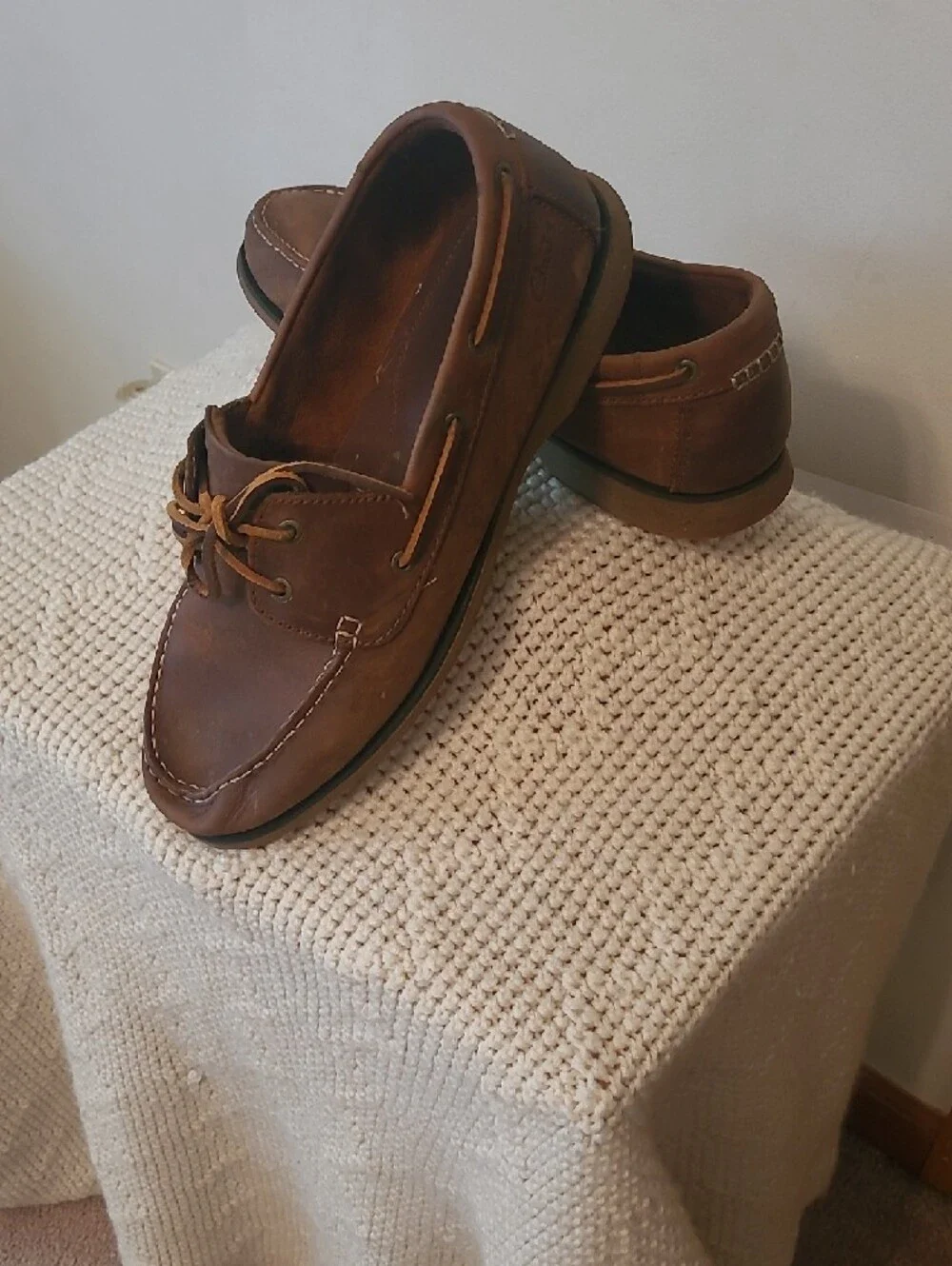 Clarks Brown Leather Men’s Boat Shoes with Tan Laces